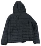 Čierna šušťáková prešívaná zateplená bunda s kapucňou