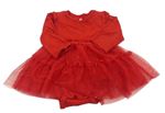 Červené bavlněné šaty s tylovou sukní H&M