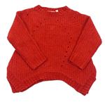 Červený žinylkový svetr 