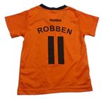 Oranžový fotbalový dres s číslom