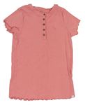 Růžové žebrované tričko s knoflíčky Next 
