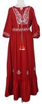 Dámské červené midi šaty s výšivkou Shein 