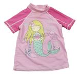 Růžové UV tričko s mořskou pannou