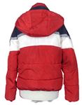Dámska červeno-tmavomodro-biela šušťáková zimná bunda s kapucňou zn. New Look