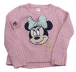 Růžový třpytivý svetr s Minnie C&A