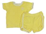 2Set - Žluto-bílé froté tričko s výšivkou se sluníčkem/duhou + kraťasy PRIMARK
