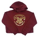 Vínová crop mikina Harry Potter s kapucí New Look