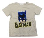 Béžové tričko s Batmanem z flitrů H&M