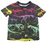 Tmavošedé tričko s barevnými dinosaury Next