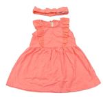 2set - Neonově růžové šaty s madeirou + čelenka Primark