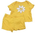 2 set - Žluté tričko s květem + kraťasy F&F
