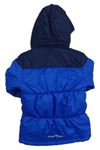 Zafírová šušťáková zimná bunda s logom a kapucňou zn. Adidas