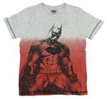 Šedo-červené melírované tričko s Batmanem 