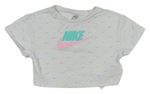 Bílé crop tričko s barevnými logy Nike