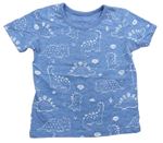 Modré melírované tričko s dinosaury George