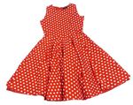 Červené puntíkaté plátěné šaty