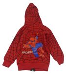 Červená vzorovaná prepínaci mikina s pavoukem a kapucí- Spiderman