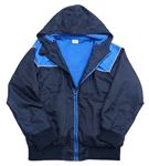 Tmavomodro-modrá šusťáková jarní bunda s kapucí F&F
