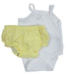 2 set - Bílé body + žluté madeirové kalhotky pod šaty 