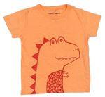 Neonově oranžové tričko s dinosaurem Next