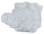 3Set - 2x - Bílé body + 1x - kalhotky na plenky s volánky NUTMEG