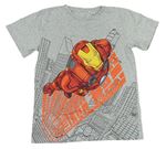 Šedé melírované tričko Iron Man
