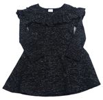 Černé třpytivé svetrové šaty s volánem F&F