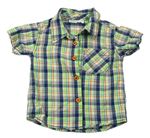 Tmavomodro-zeleno-barevná kostkovaná košile Ergee