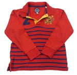 Červeno-tmavomodré pruhované polo triko s výšivkou Joules