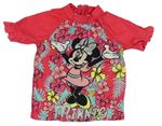 Růžové UV tričko s Minnie a květy Disney
