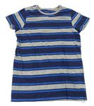 Tmavomodro-modro-šedé pruhované tričko PRIMARK