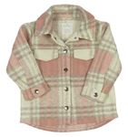 Růžovo-smetanovo-šedá kostkovaná košilová bunda Matalan